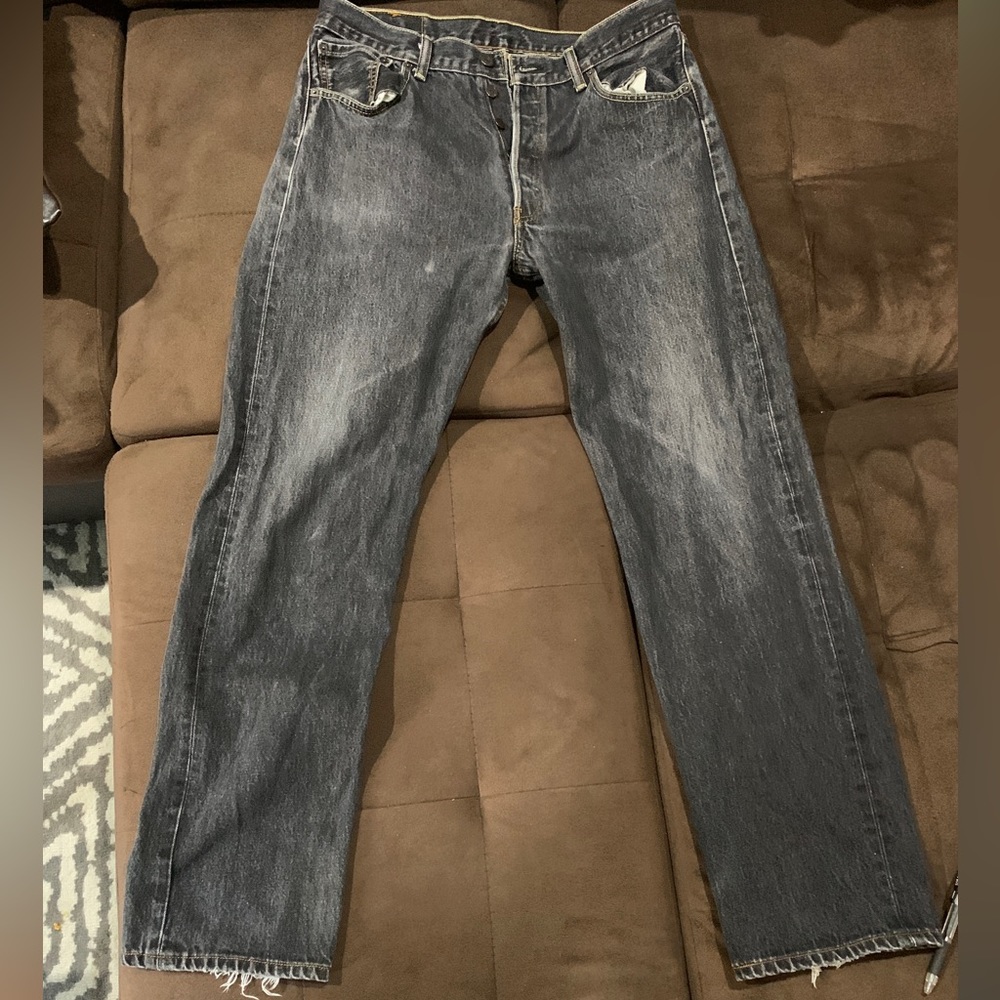 Washed Black Vintage Levis 501 Denim 35x32